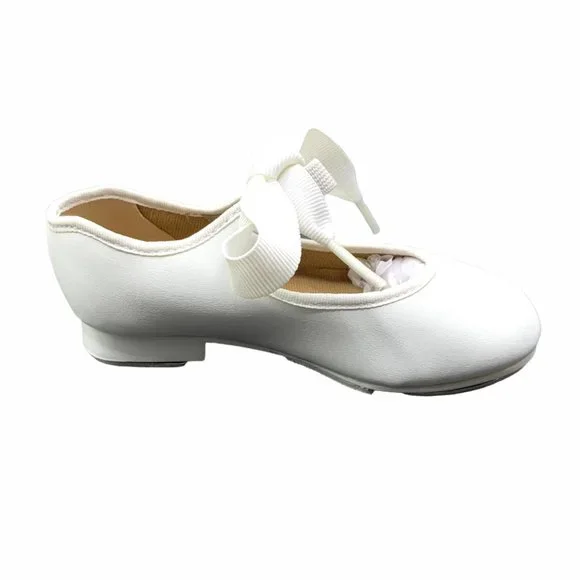 Capezio Jr. Tyette 625T Toddler White Tap 7.5 Wide Shoes Tie Bow Dance New - Picture 4 of 8